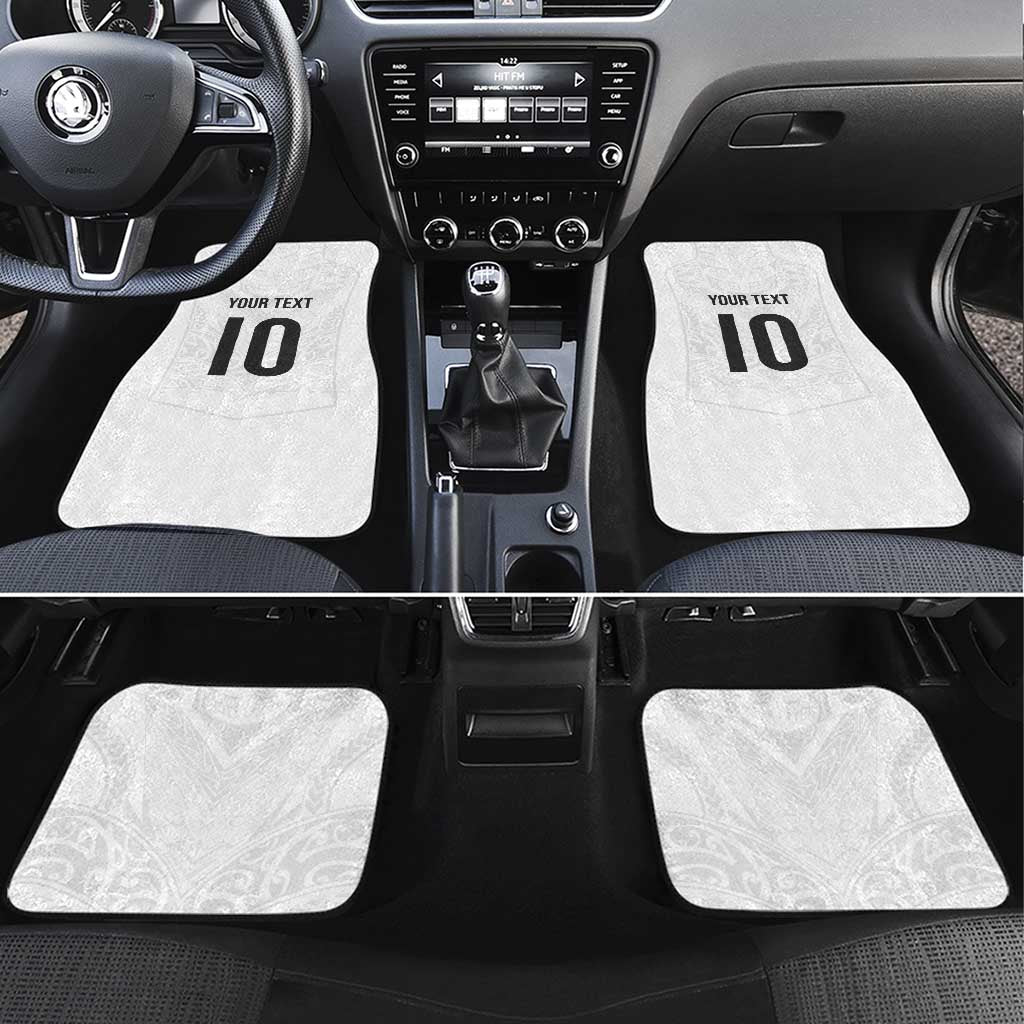 Custom New Zealand Football Car Mats The Whites-Sporty T90 Style LT03 Set 4pcs White - Polynesian Pride