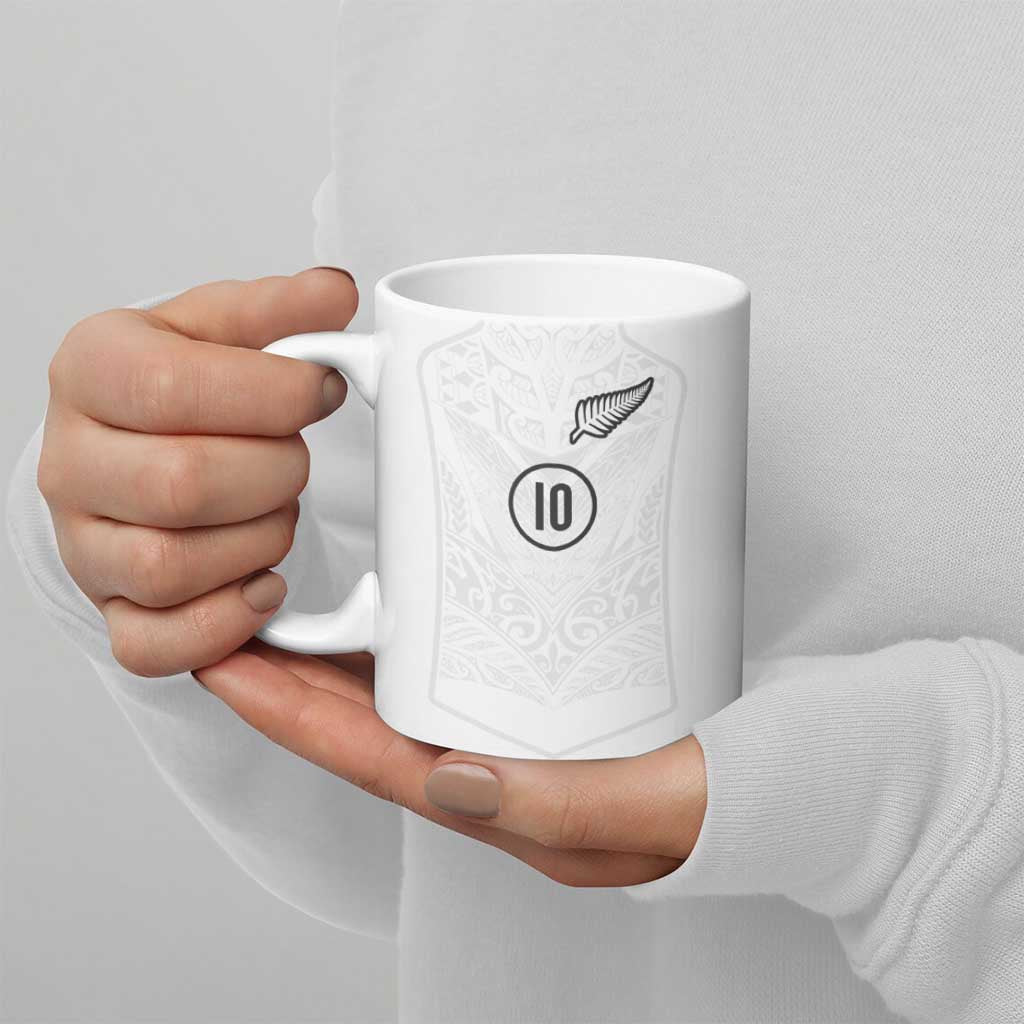 Custom New Zealand Football Ceramic Mug The Whites-Sporty T90 Style - Polynesian Pride