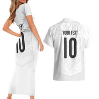 Custom New Zealand Football Couples Matching Short Sleeve Bodycon Dress and Hawaiian Shirt The Whites-Sporty T90 Style LT03 - Polynesian Pride