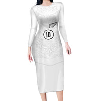 Custom New Zealand Football Family Matching Long Sleeve Bodycon Dress and Hawaiian Shirt The Whites-Sporty T90 Style - Polynesian Pride