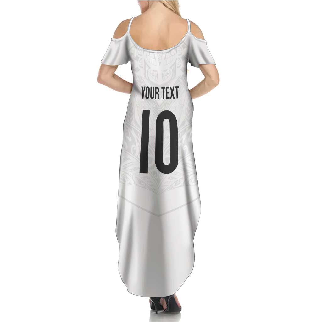Custom New Zealand Football Family Matching Summer Maxi Dress and Hawaiian Shirt The Whites-Sporty T90 Style - Polynesian Pride