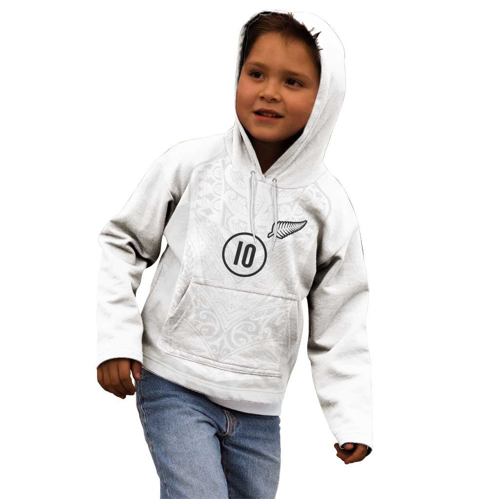 Custom New Zealand Football Kid Hoodie The Whites-Sporty T90 Style - Polynesian Pride