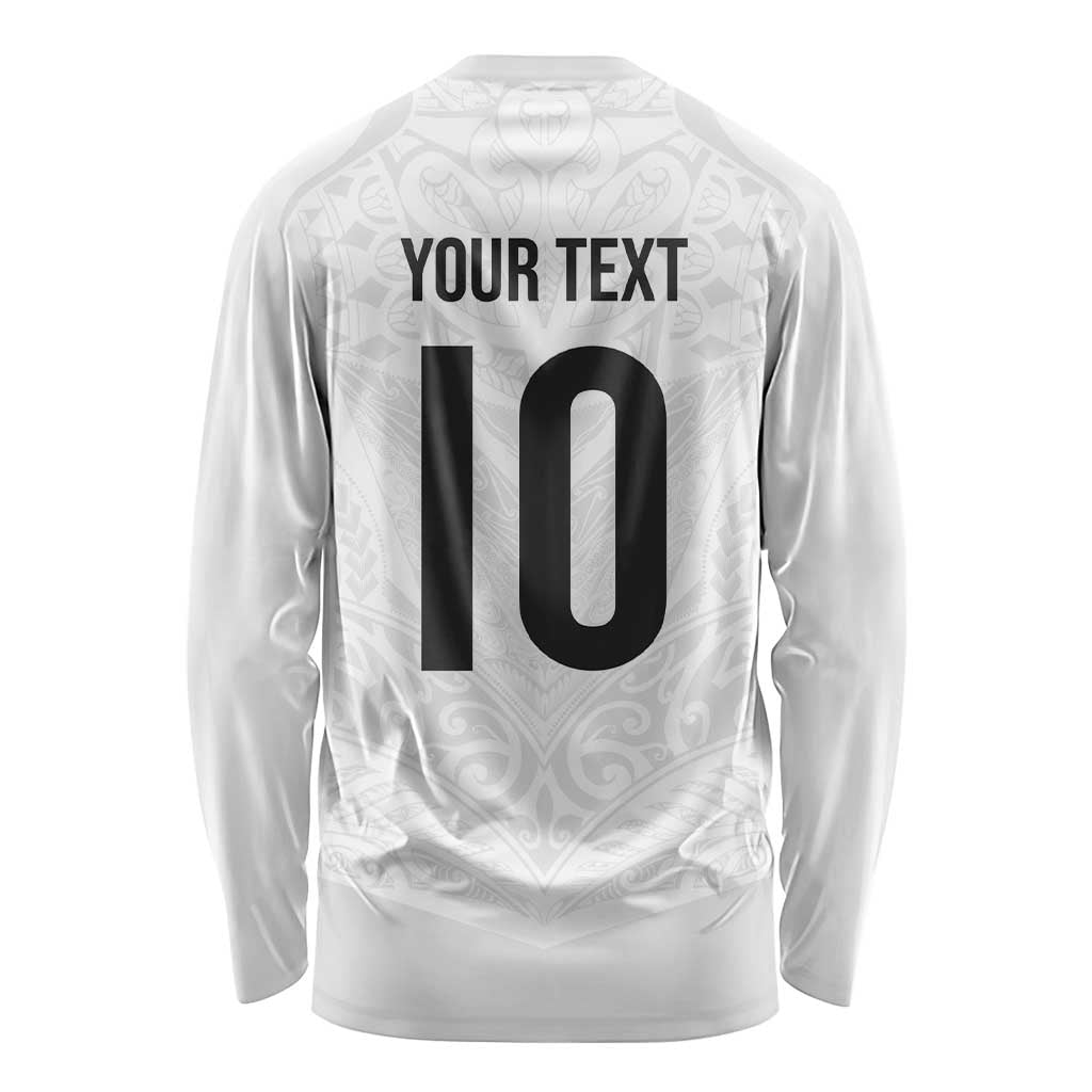 Custom New Zealand Football Long Sleeve Shirt The Whites-Sporty T90 Style LT03 - Polynesian Pride