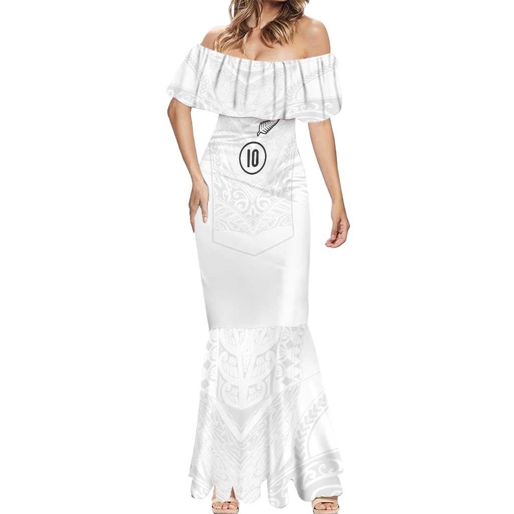 Custom New Zealand Football Mermaid Dress The Whites-Sporty T90 Style - Polynesian Pride