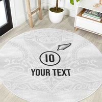 Custom New Zealand Football Round Carpet The Whites-Sporty T90 Style LT03 White - Polynesian Pride
