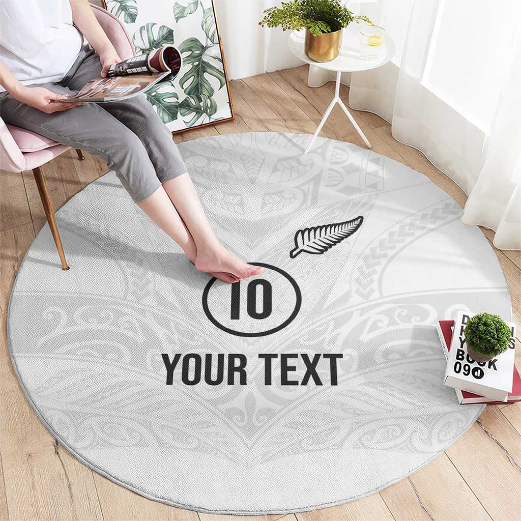 Custom New Zealand Football Round Carpet The Whites-Sporty T90 Style LT03 - Polynesian Pride