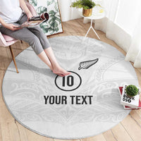 Custom New Zealand Football Round Carpet The Whites-Sporty T90 Style LT03 - Polynesian Pride