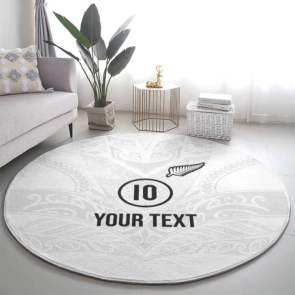 Custom New Zealand Football Round Carpet The Whites-Sporty T90 Style LT03 - Polynesian Pride