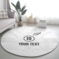 Custom New Zealand Football Round Carpet The Whites-Sporty T90 Style LT03 - Polynesian Pride