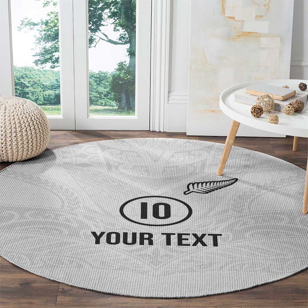 Custom New Zealand Football Round Carpet The Whites-Sporty T90 Style LT03 - Polynesian Pride