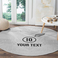 Custom New Zealand Football Round Carpet The Whites-Sporty T90 Style LT03 - Polynesian Pride