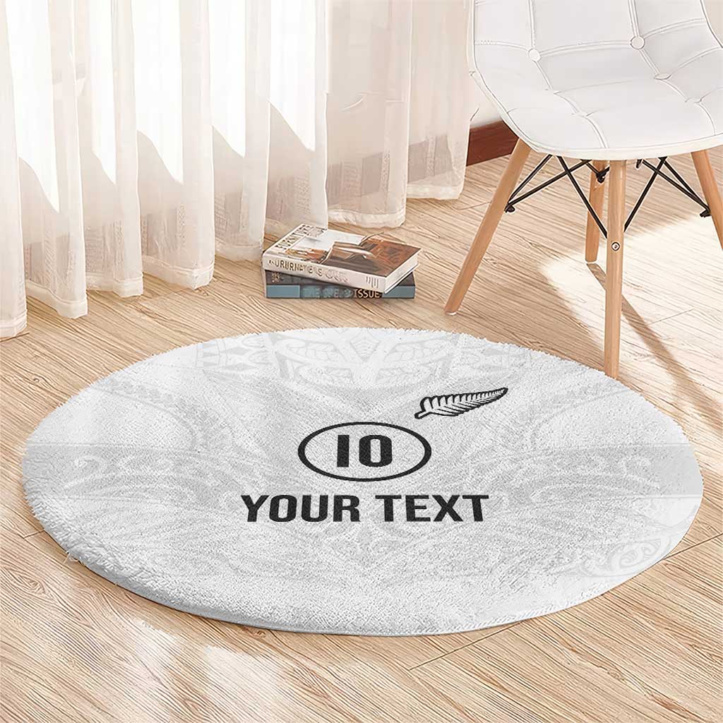 Custom New Zealand Football Round Carpet The Whites-Sporty T90 Style LT03 - Polynesian Pride