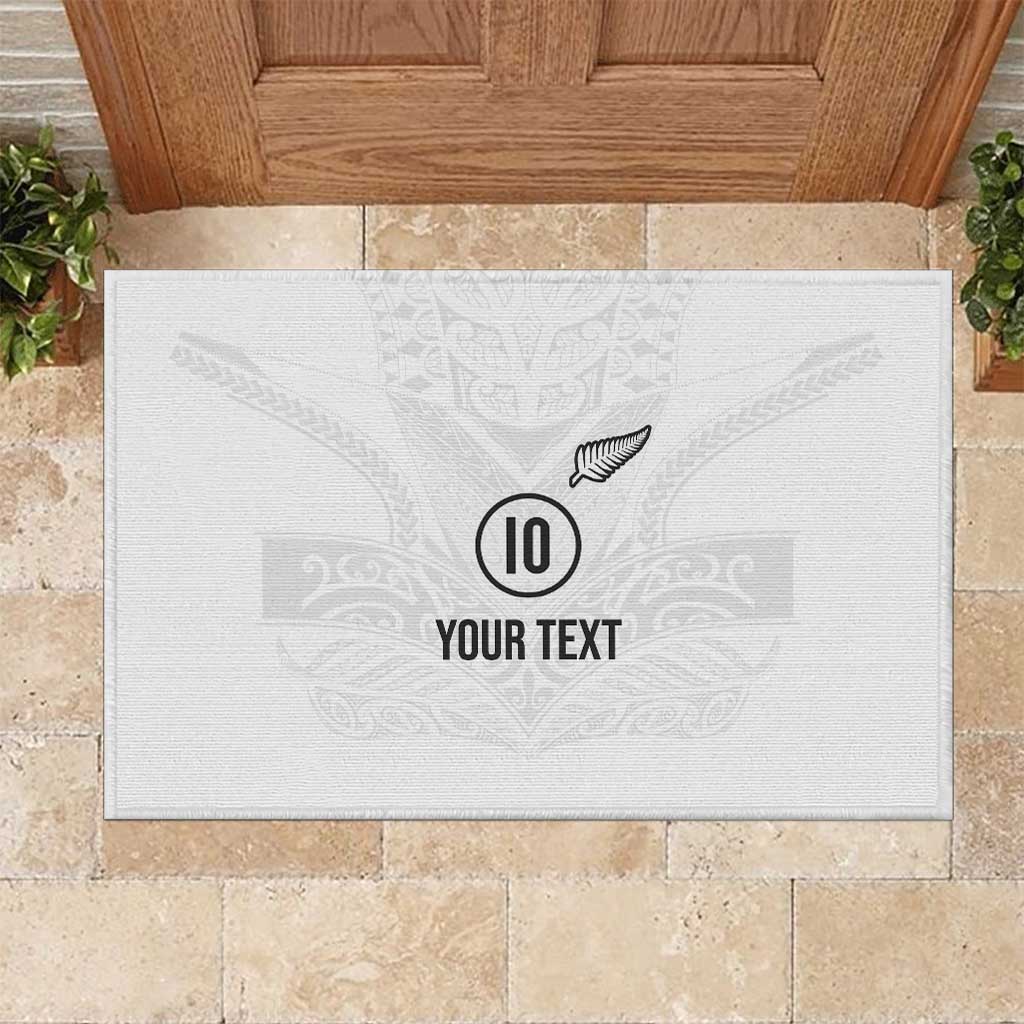 Custom New Zealand Football Rubber Doormat The Whites-Sporty T90 Style LT03 White - Polynesian Pride