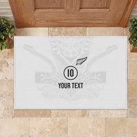 Custom New Zealand Football Rubber Doormat The Whites-Sporty T90 Style LT03 White - Polynesian Pride