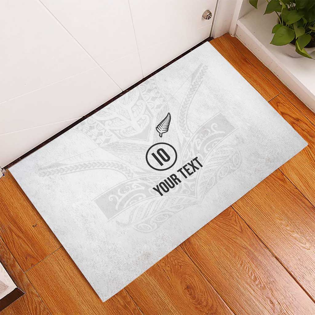 Custom New Zealand Football Rubber Doormat The Whites-Sporty T90 Style LT03 - Polynesian Pride