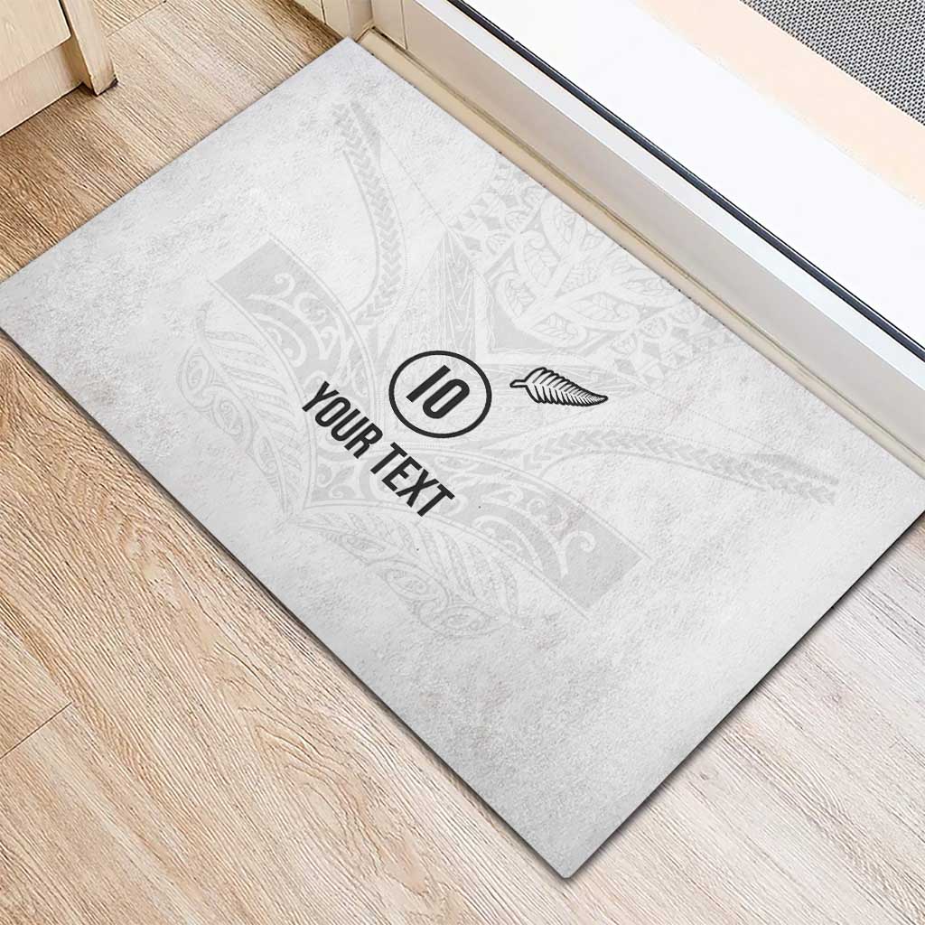 Custom New Zealand Football Rubber Doormat The Whites-Sporty T90 Style LT03 - Polynesian Pride