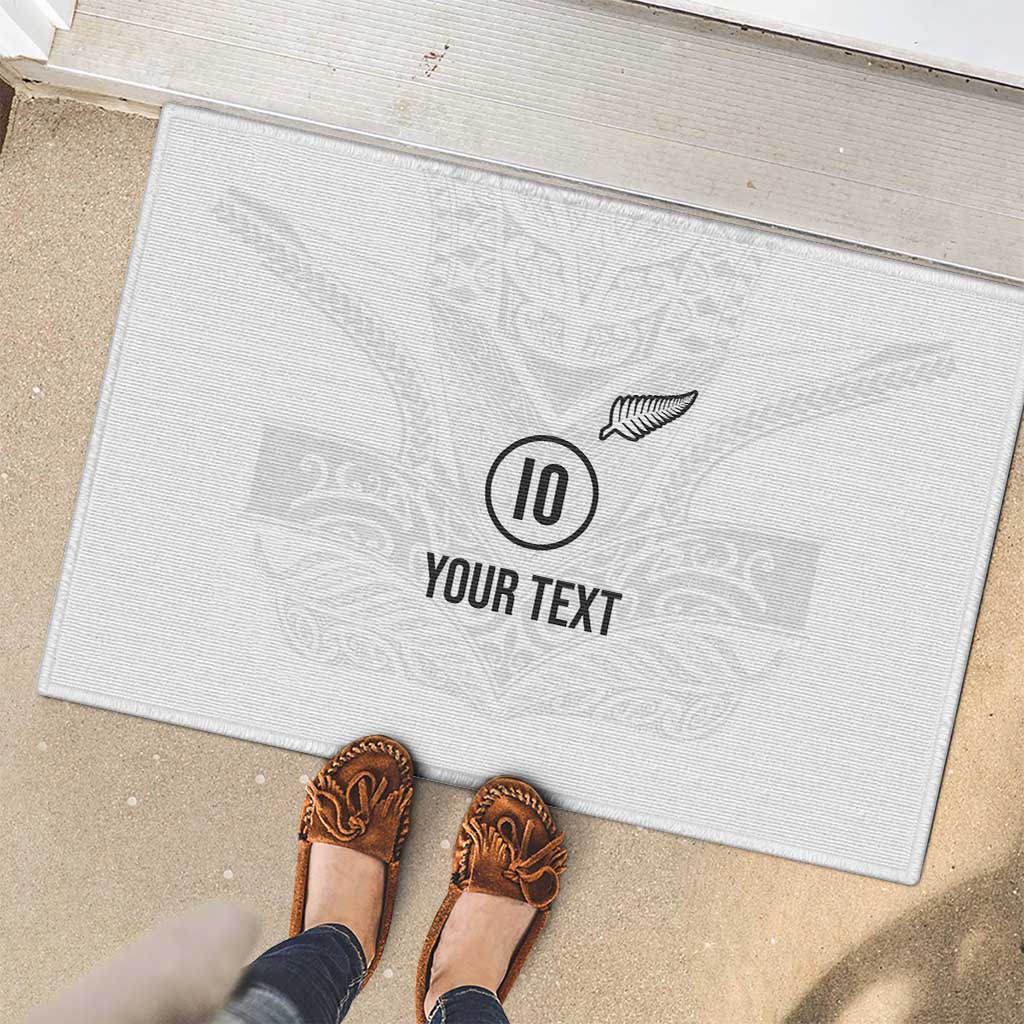 Custom New Zealand Football Rubber Doormat The Whites-Sporty T90 Style LT03 - Polynesian Pride