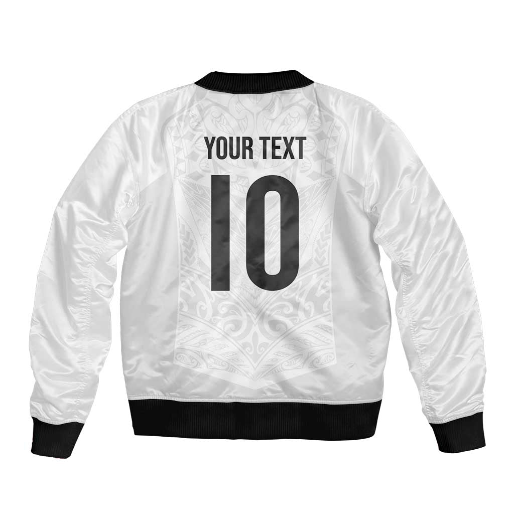 Custom New Zealand Football Sleeve Zip Bomber Jacket The Whites-Sporty T90 Style LT03 - Polynesian Pride