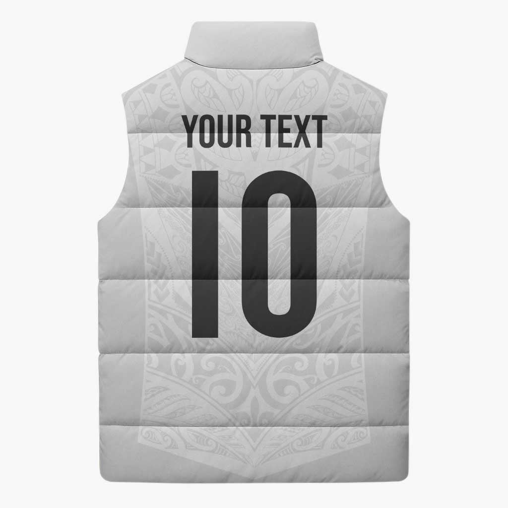 Custom New Zealand Football Sleeveless Puffer Jacket The Whites-Sporty T90 Style LT03 - Polynesian Pride