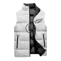 Custom New Zealand Football Sleeveless Puffer Jacket The Whites-Sporty T90 Style LT03 - Polynesian Pride