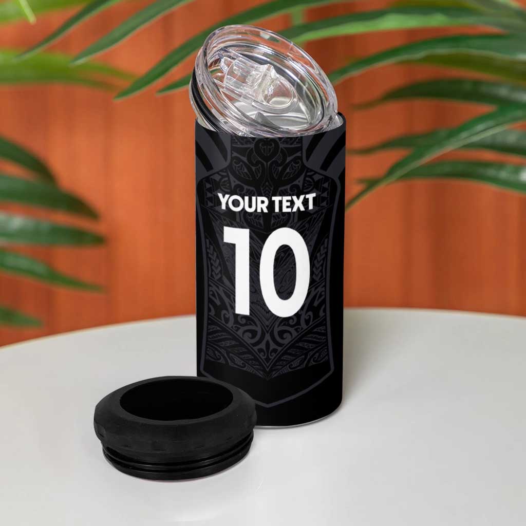 Custom Aotearoa Rugby 4 in 1 Can Cooler Tumbler The Blacks-Sporty T90 Style LT03 - Polynesian Pride