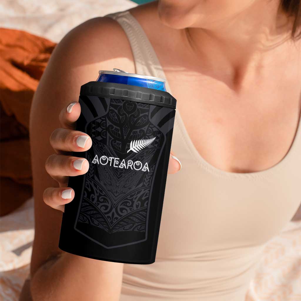 Custom Aotearoa Rugby 4 in 1 Can Cooler Tumbler The Blacks-Sporty T90 Style LT03 - Polynesian Pride