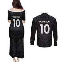 Custom Aotearoa Rugby Couples Matching Puletasi and Long Sleeve Button Shirt The Blacks-Sporty T90 Style LT03 - Polynesian Pride