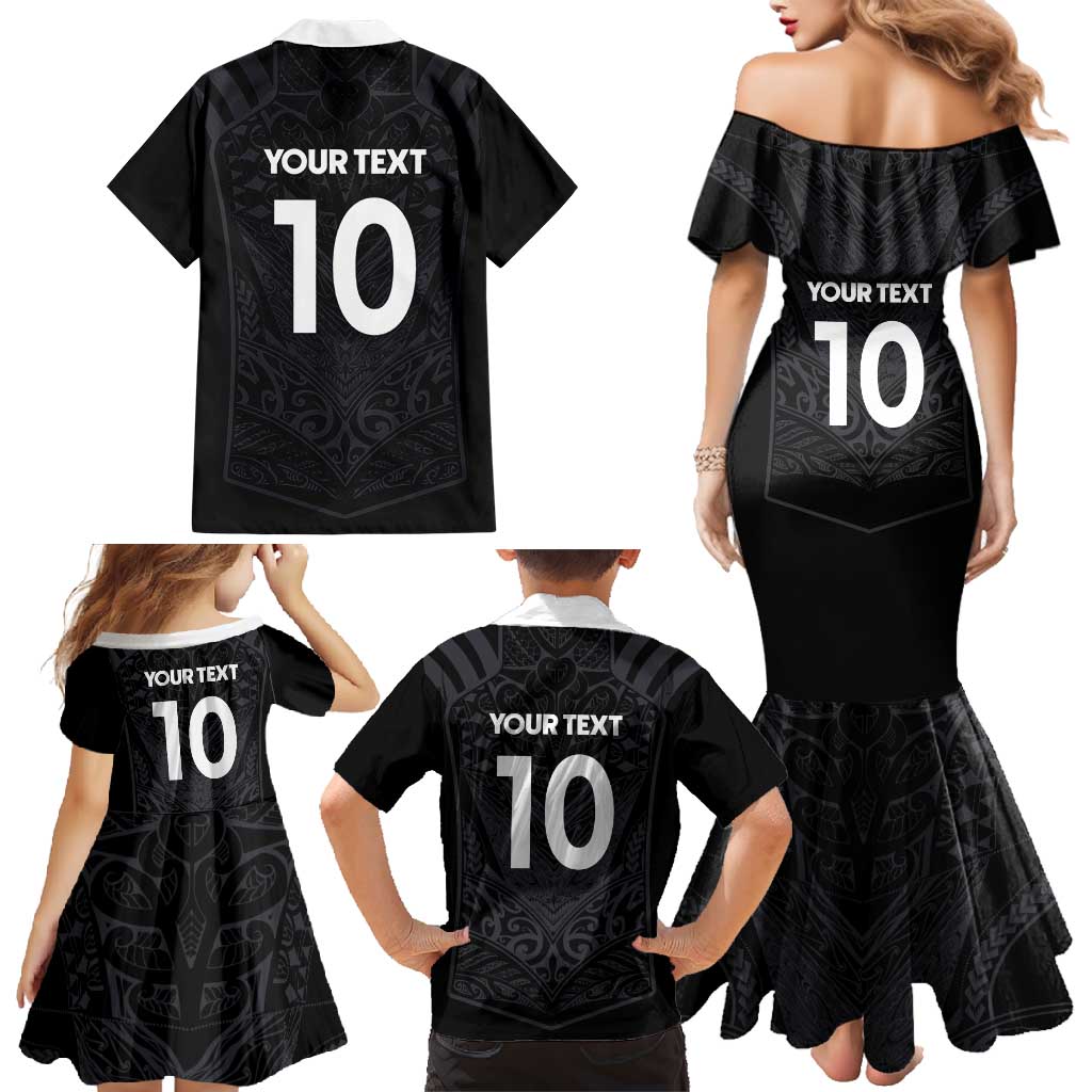 Custom Aotearoa Rugby Family Matching Mermaid Dress and Hawaiian Shirt The Blacks-Sporty T90 Style - Polynesian Pride