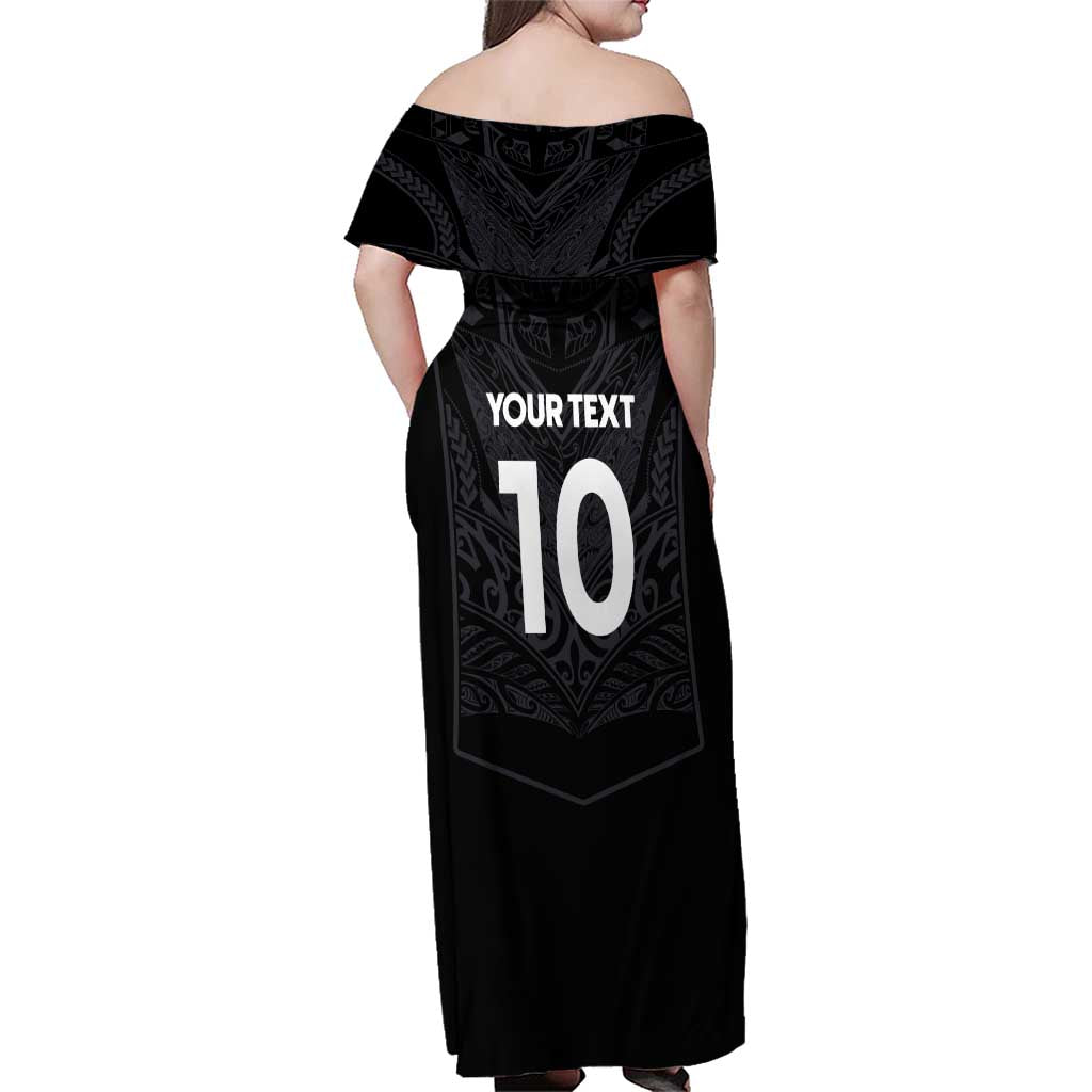 Custom Aotearoa Rugby Family Matching Off Shoulder Maxi Dress and Hawaiian Shirt The Blacks-Sporty T90 Style - Polynesian Pride