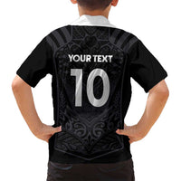 Custom Aotearoa Rugby Family Matching Off Shoulder Short Dress and Hawaiian Shirt The Blacks-Sporty T90 Style LT03 - Polynesian Pride
