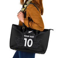 Custom Aotearoa Rugby Leather Tote Bag The Blacks-Sporty T90 Style LT03 Black - Polynesian Pride