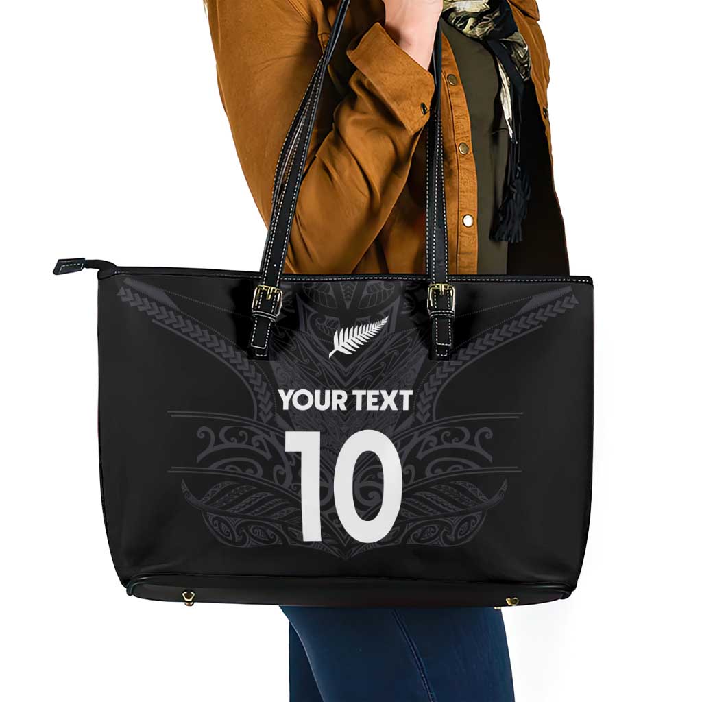 Custom Aotearoa Rugby Leather Tote Bag The Blacks-Sporty T90 Style LT03 - Polynesian Pride