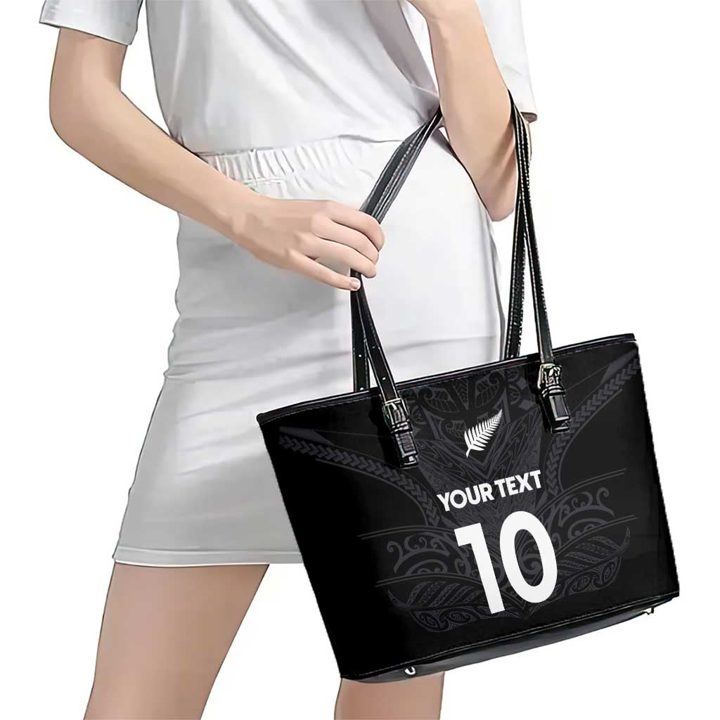 Custom Aotearoa Rugby Leather Tote Bag The Blacks-Sporty T90 Style LT03 - Polynesian Pride