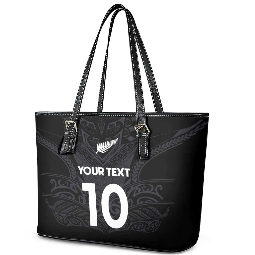 Custom Aotearoa Rugby Leather Tote Bag The Blacks-Sporty T90 Style LT03 - Polynesian Pride