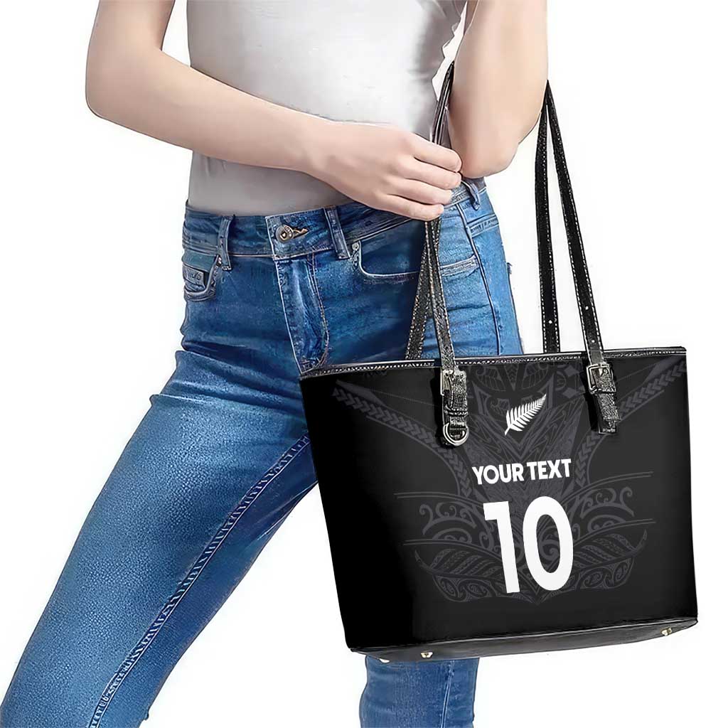 Custom Aotearoa Rugby Leather Tote Bag The Blacks-Sporty T90 Style LT03 - Polynesian Pride