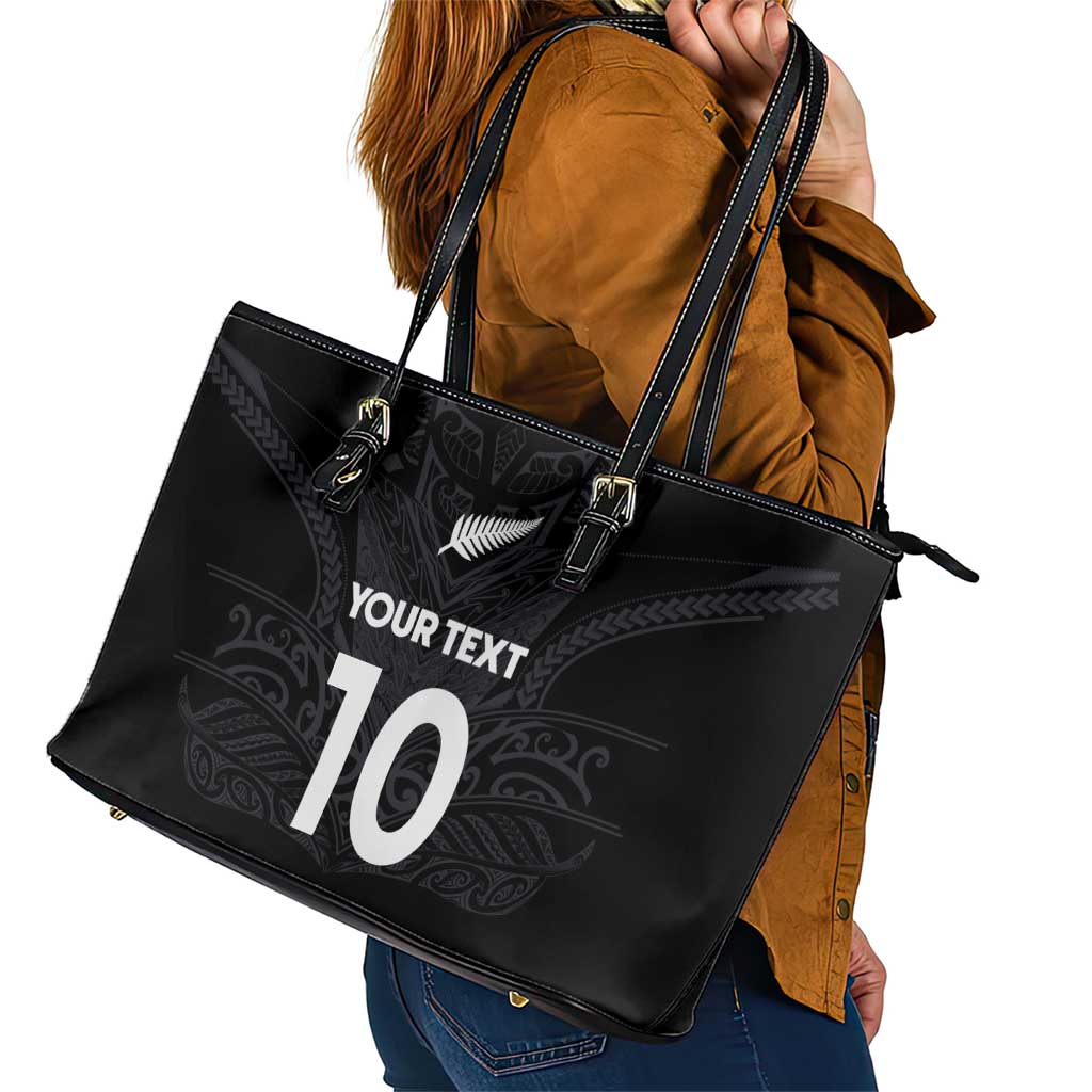 Custom Aotearoa Rugby Leather Tote Bag The Blacks-Sporty T90 Style LT03 - Polynesian Pride