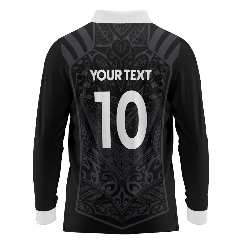 Custom Aotearoa Rugby Long Sleeve Polo Shirt The Blacks-Sporty T90 Style LT03 - Polynesian Pride