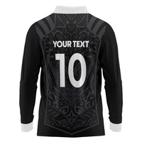 Custom Aotearoa Rugby Long Sleeve Polo Shirt The Blacks-Sporty T90 Style LT03 - Polynesian Pride