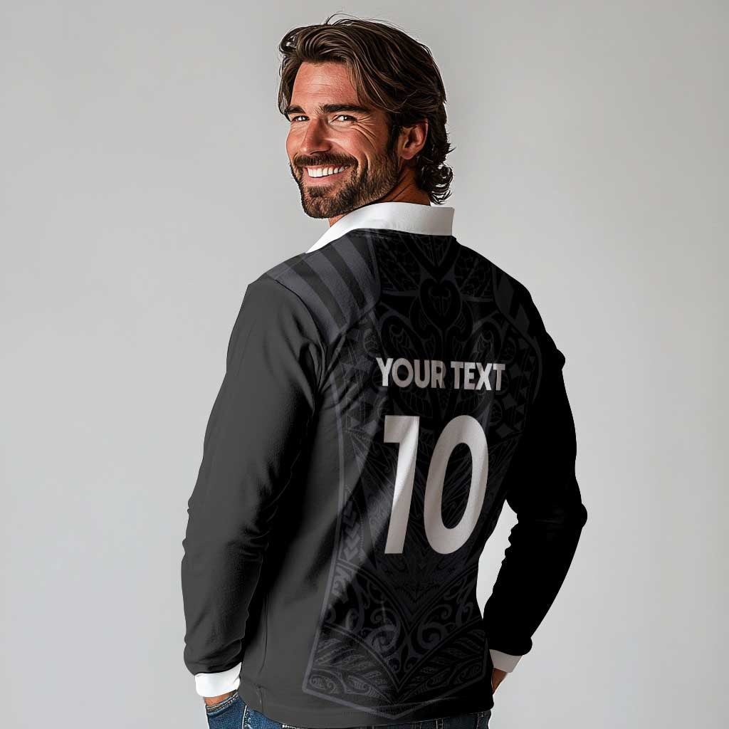 Custom Aotearoa Rugby Long Sleeve Polo Shirt The Blacks-Sporty T90 Style LT03 - Polynesian Pride