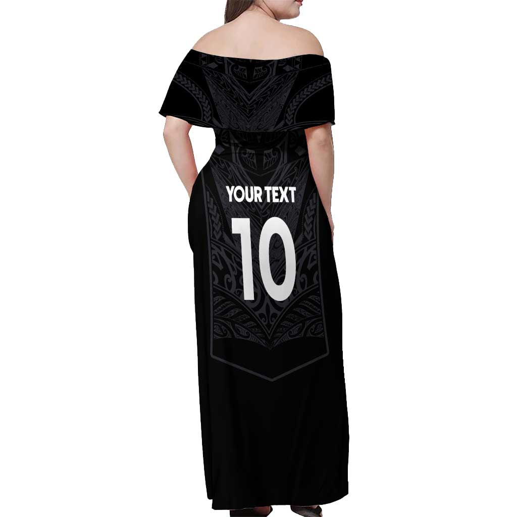 Custom Aotearoa Rugby Off Shoulder Maxi Dress The Blacks-Sporty T90 Style LT03 - Polynesian Pride