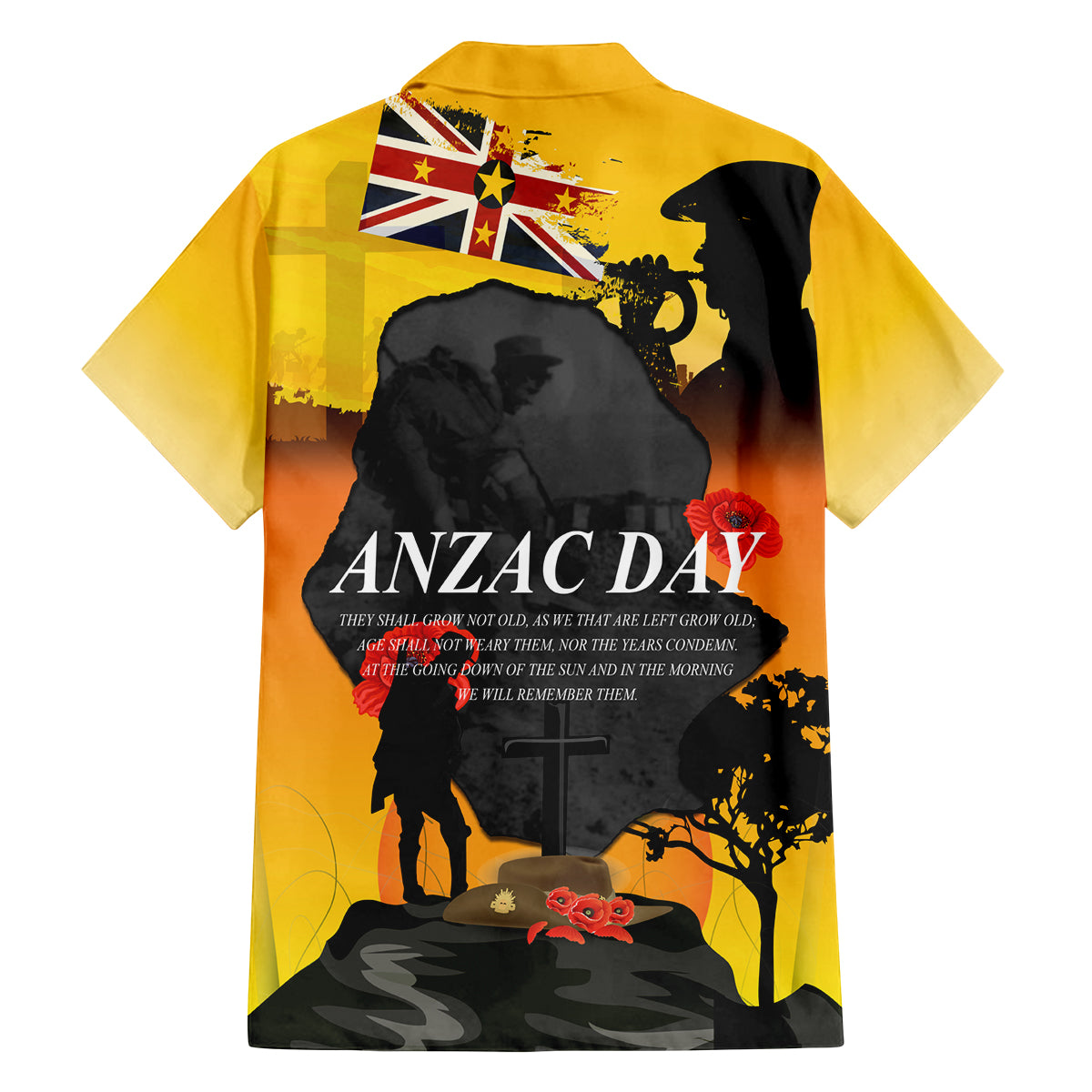 Niue ANZAC Day Family Matching Off Shoulder Long Sleeve Dress and Hawaiian Shirt Soldier and Gallipoli Lest We Forget LT03 - Polynesian Pride