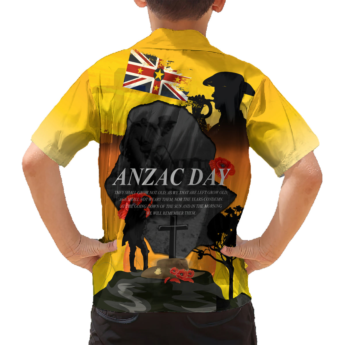 Niue ANZAC Day Kid Hawaiian Shirt Soldier and Gallipoli Lest We Forget LT03 - Polynesian Pride