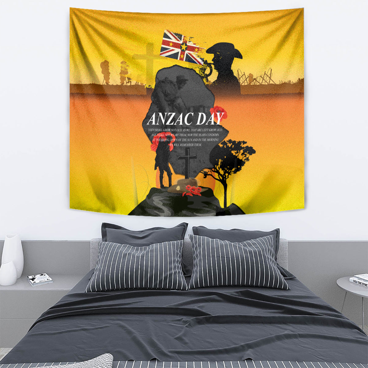 Niue ANZAC Day Tapestry Soldier and Gallipoli Lest We Forget LT03 - Polynesian Pride