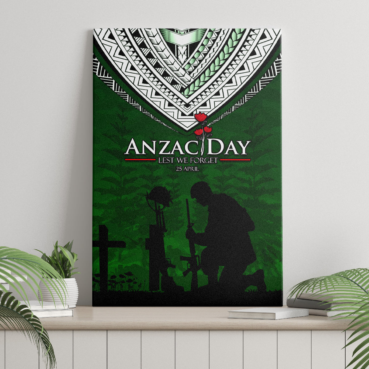 Norfolk Island ANZAC Day Canvas Wall Art Soldier Lest We Forget Camouflage LT03 - Polynesian Pride