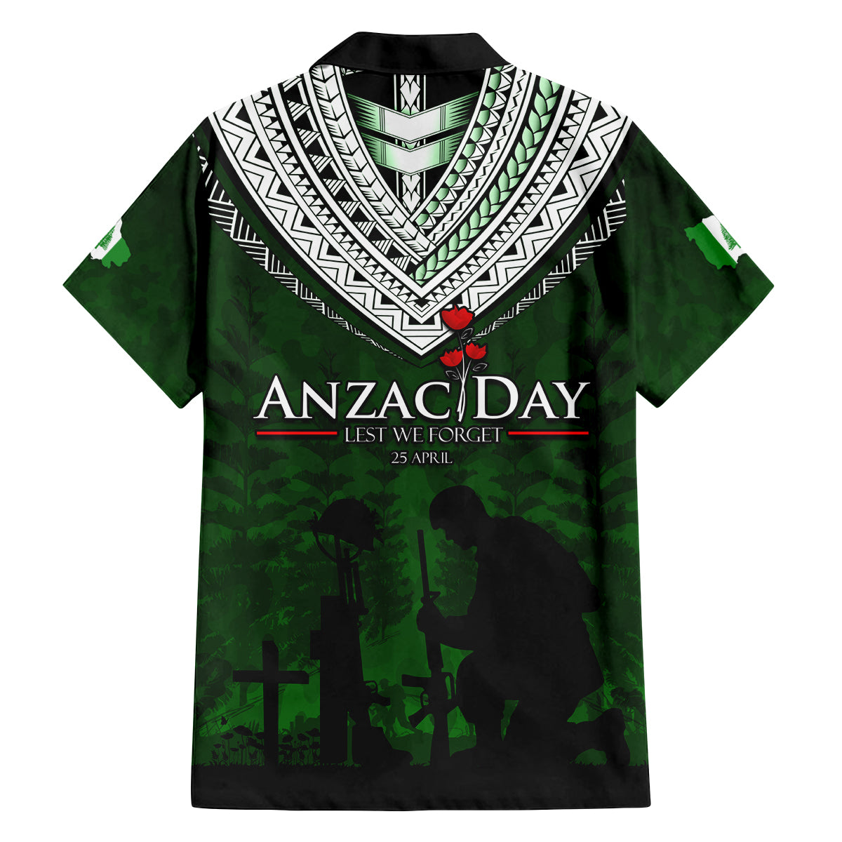 Norfolk Island ANZAC Day Family Matching Off Shoulder Maxi Dress and Hawaiian Shirt Soldier Lest We Forget Camouflage LT03 - Polynesian Pride