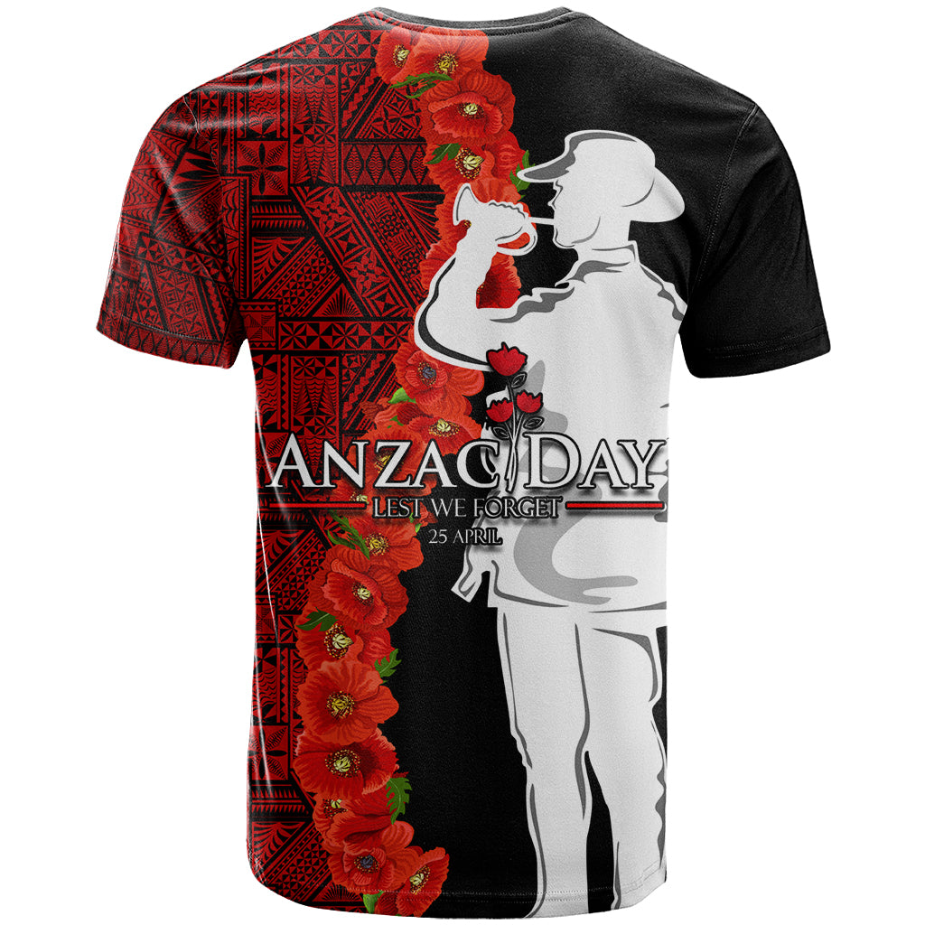 Tonga ANZAC Day T Shirt Red Poppies Flower Soldier Lest We Forget LT03 - Polynesian Pride