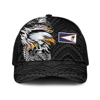 American Samoa Flag Day Baseball Net Cap Tribal Tattoo with Eagle Black