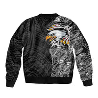 American Samoa Flag Day Bomber Jacket Tribal Tattoo with Eagle Black