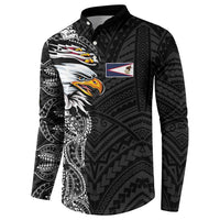 American Samoa Flag Day Button Sweatshirt Tribal Tattoo with Eagle Black