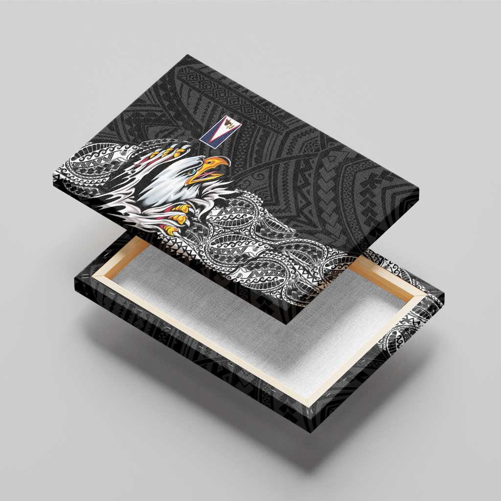 American Samoa Flag Day Canvas Wall Art Tribal Tattoo with Eagle Black